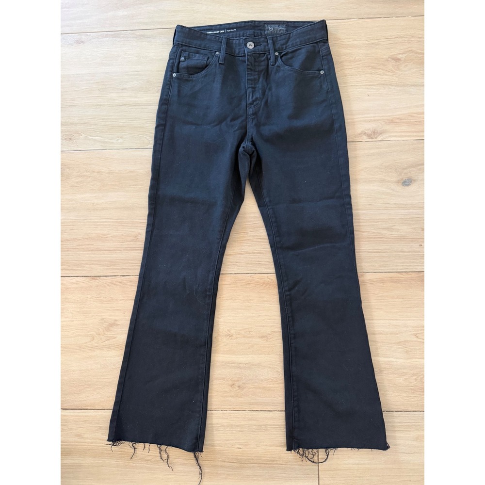 AG Adriano Goldschmied Farrah Boot Crop High Rise Black Jeans Raw Hem 27